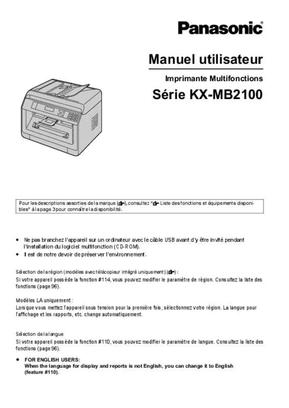 Mode d'emploi PANASONIC KXMB2120EU