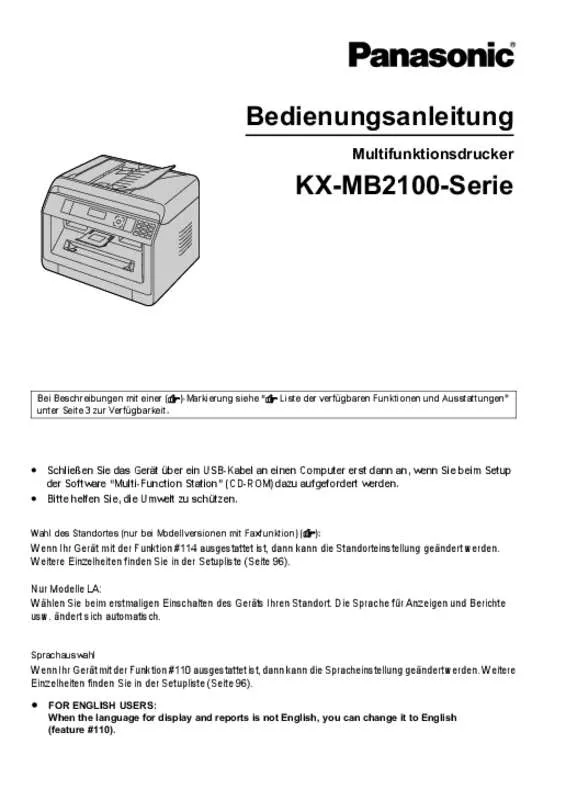 Mode d'emploi PANASONIC KXMB2120G