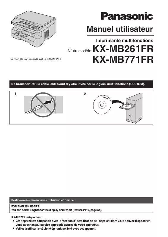 Mode d'emploi PANASONIC KX-MB261FR