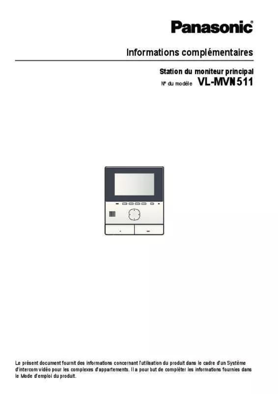 Mode d'emploi PANASONIC KX-MVN511EX