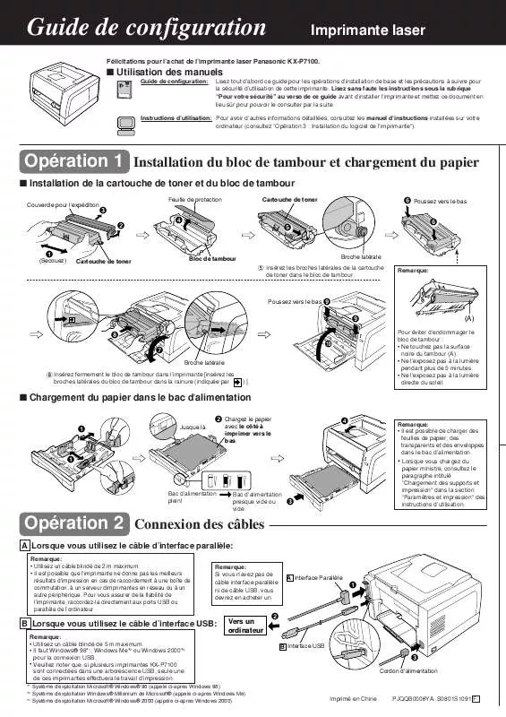 Mode d'emploi PANASONIC KX-P7100