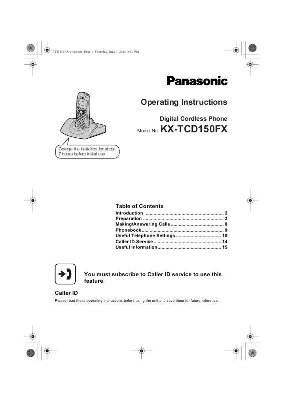 Mode d'emploi PANASONIC KXTCD150FX