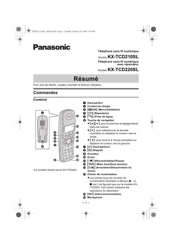 Mode d'emploi PANASONIC KX-TCD210SL