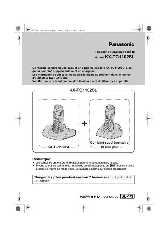 Mode d'emploi PANASONIC KX-TG1102SL