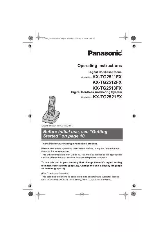 Mode d'emploi PANASONIC KXTG2513FX