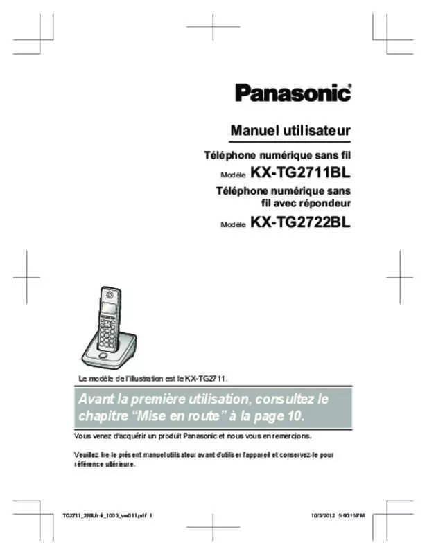 Mode d'emploi PANASONIC KX-TG2722BL