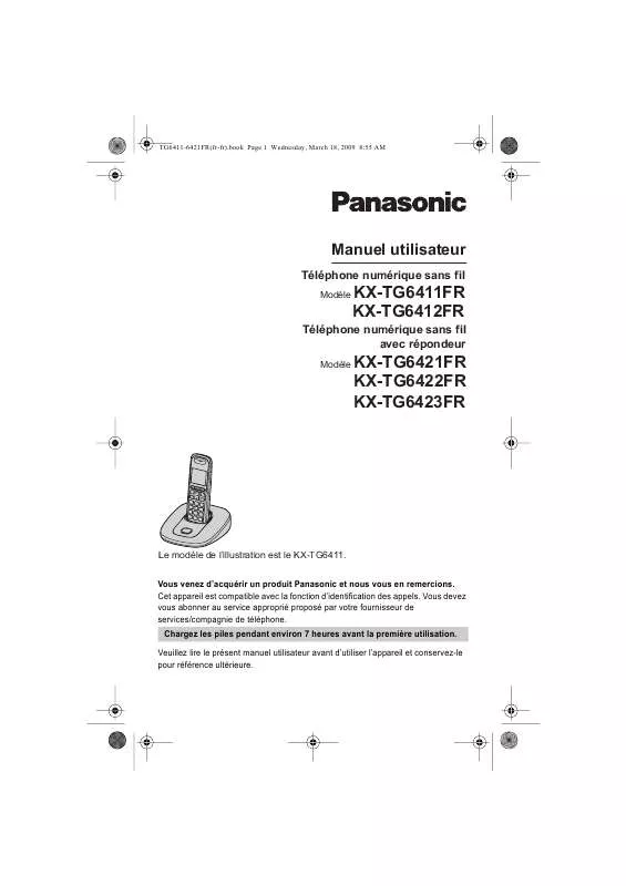 Mode d'emploi PANASONIC KX-TG6412FR