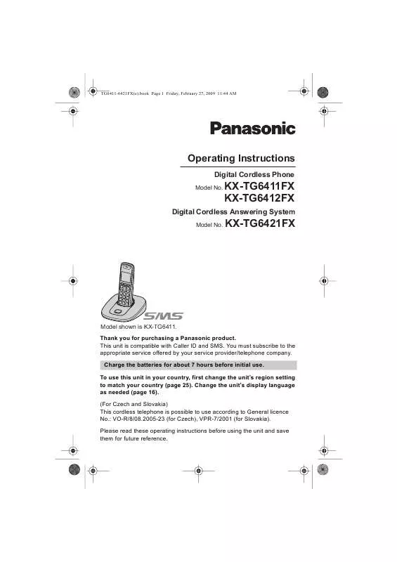 Mode d'emploi PANASONIC KXTG6412FX