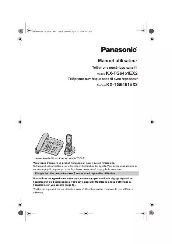 Mode d'emploi PANASONIC KX-TG6461EX2