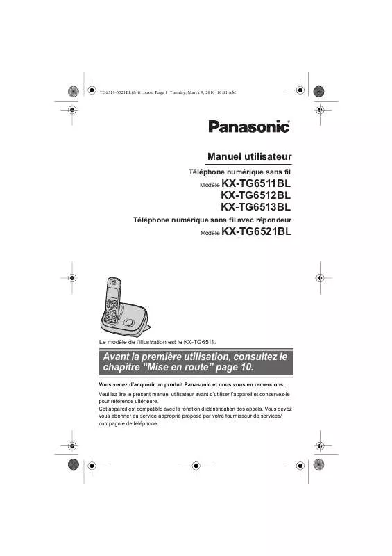 Mode d'emploi PANASONIC KXTG6513BL