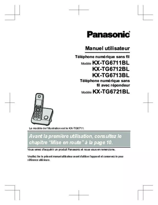 Mode d'emploi PANASONIC KX-TG6713BL