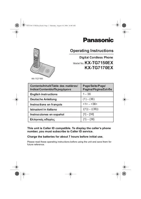 Mode d'emploi PANASONIC KX-TG7170EX