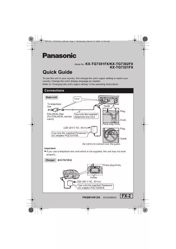 Mode d'emploi PANASONIC KXTG7301FX