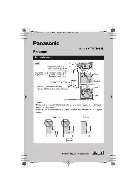 Mode d'emploi PANASONIC KX-TG7301SL