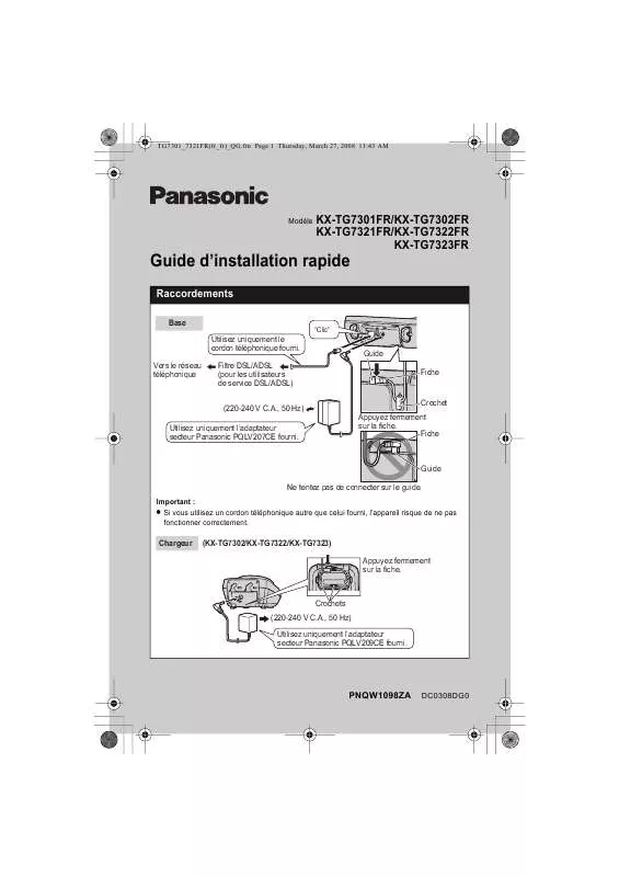 Mode d'emploi PANASONIC KX-TG7302FR