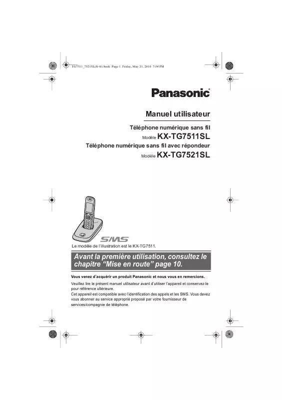 Mode d'emploi PANASONIC KXTG7521SL