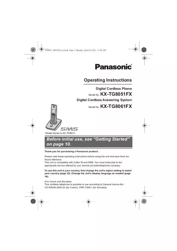 Mode d'emploi PANASONIC KXTG8061FX