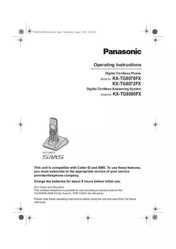 Mode d'emploi PANASONIC KXTG8072FX