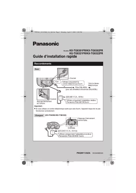 Mode d'emploi PANASONIC KX-TG8301FR