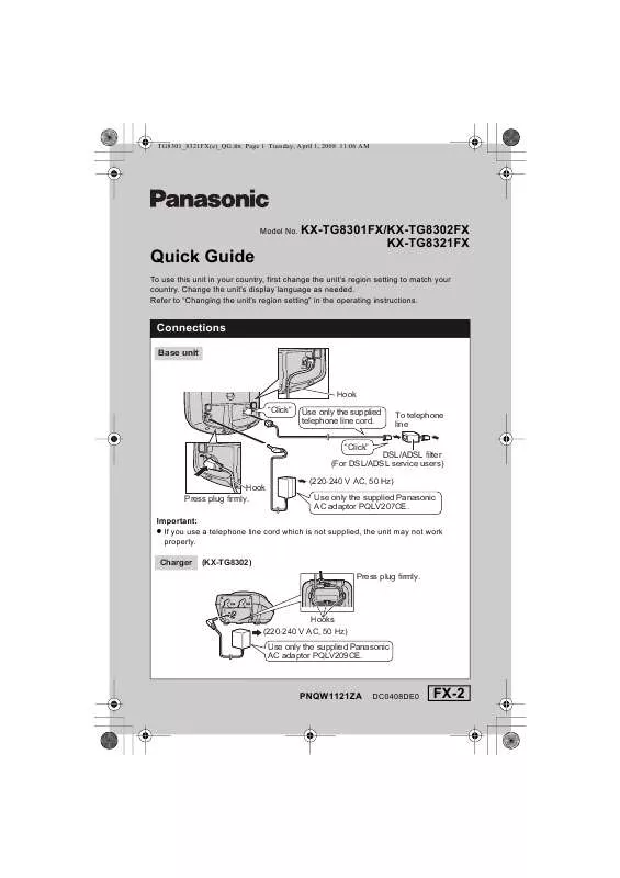 Mode d'emploi PANASONIC KXTG8301FX