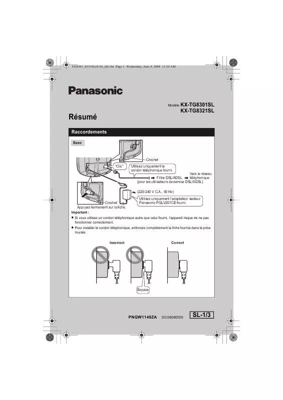 Mode d'emploi PANASONIC KX-TG8321SL