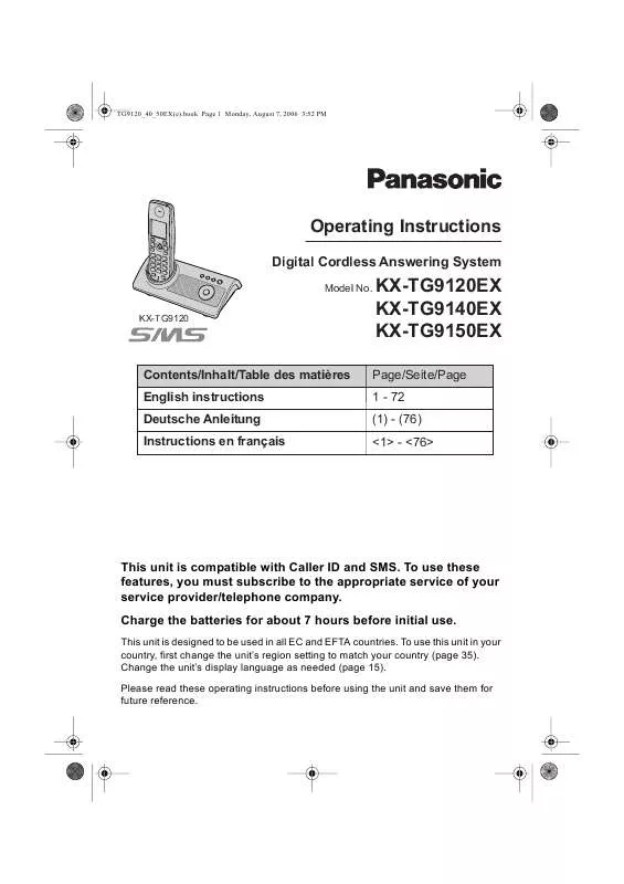 Mode d'emploi PANASONIC KX-TG9120EX