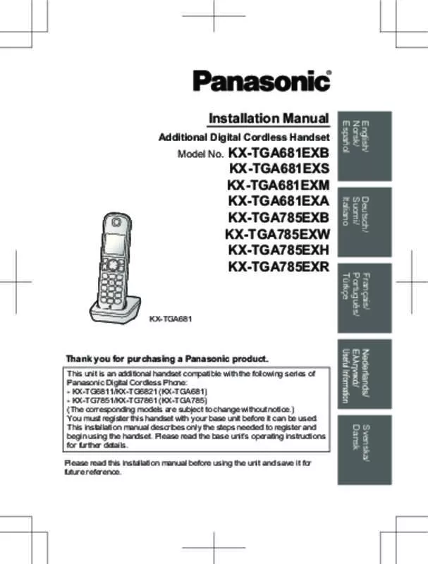 Mode d'emploi PANASONIC KX-TGA681EXM