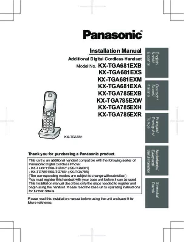 Mode d'emploi PANASONIC KXTGA785EX