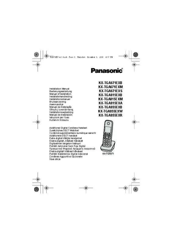 Mode d'emploi PANASONIC KX-TGA855EXR