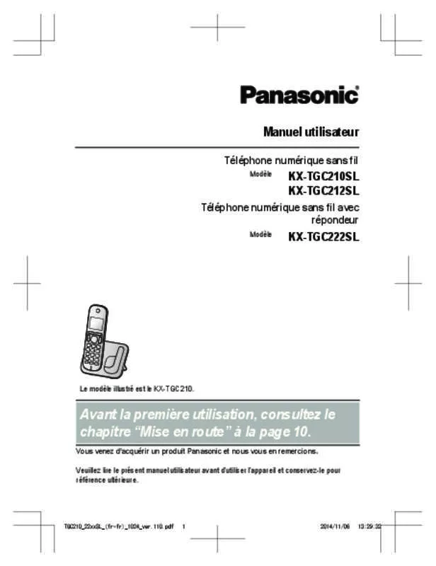 Mode d'emploi PANASONIC KXTGC212SL