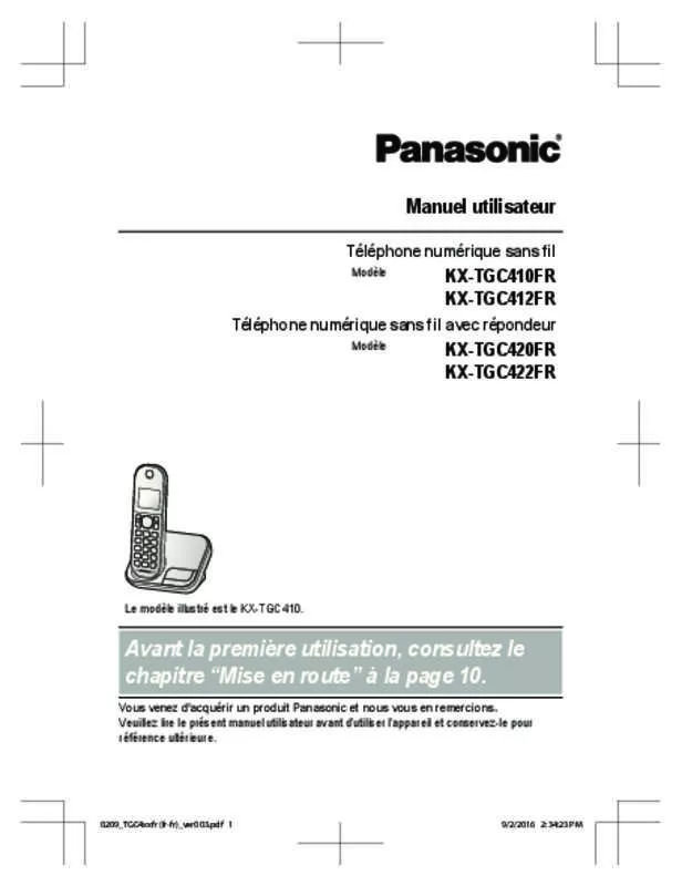 Mode d'emploi PANASONIC KXTGC410FR