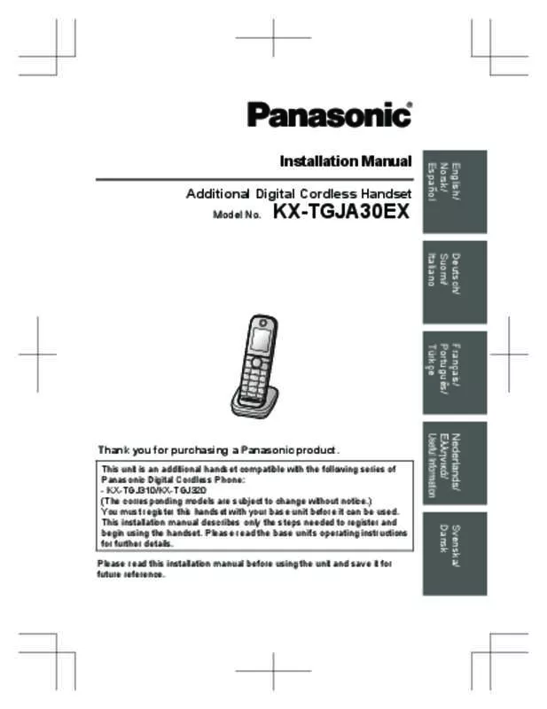 Mode d'emploi PANASONIC KXTGJA30EX