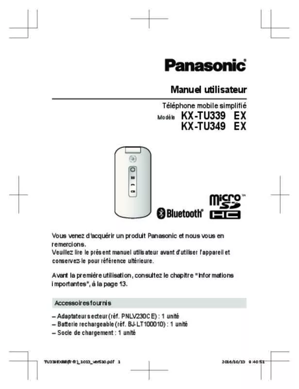 Mode d'emploi PANASONIC KX-TU339EXBE