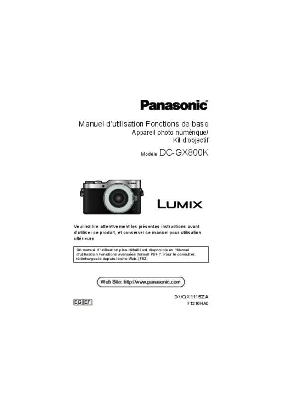 Mode d'emploi PANASONIC LUMIX DC-GX800