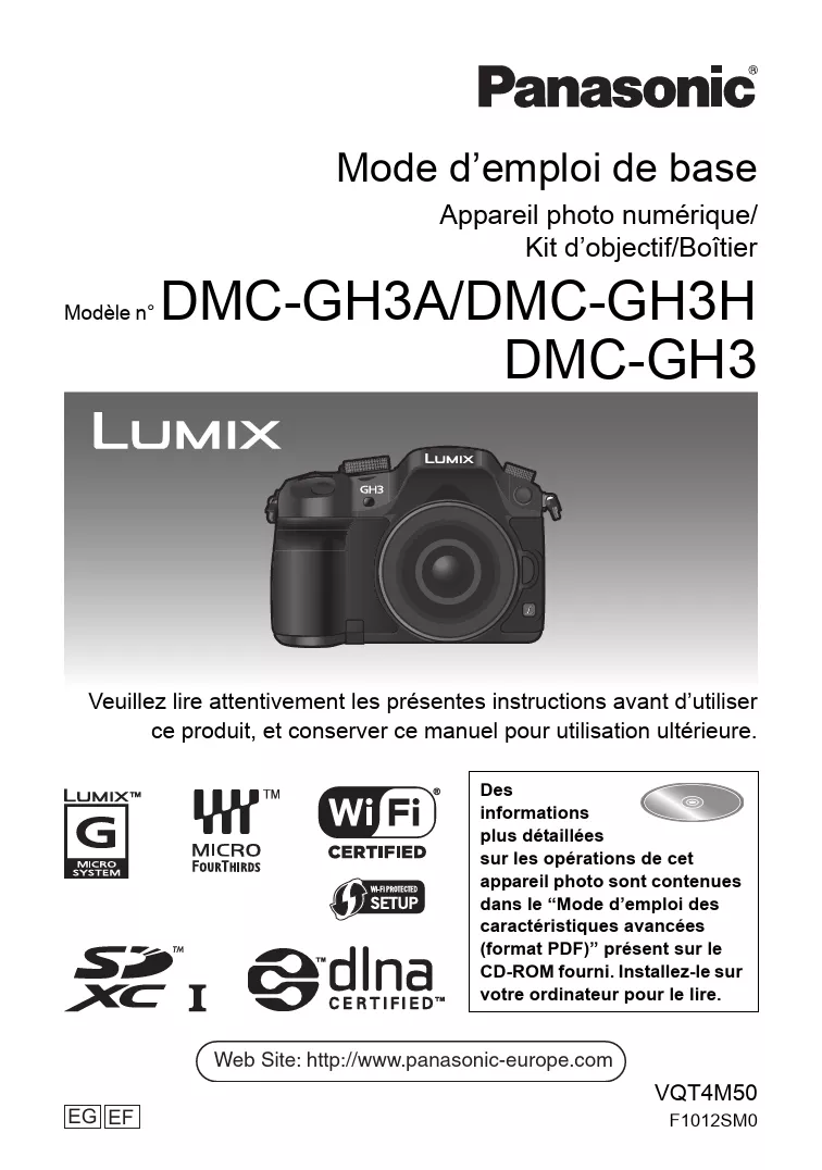 Mode d'emploi PANASONIC LUMIX DMC-GH3H