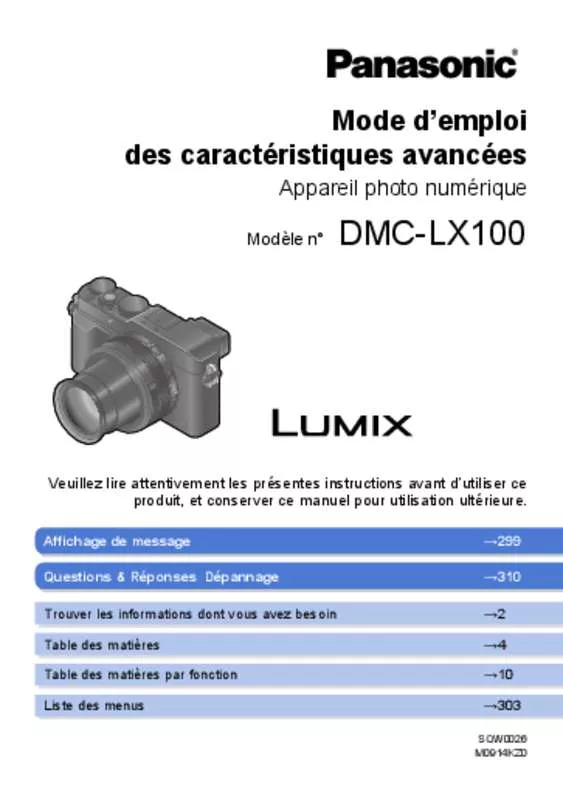 Mode d'emploi PANASONIC LUMIX DMC-LX100EFK
