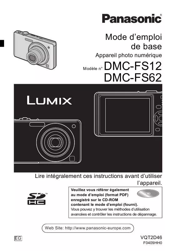 Mode d'emploi PANASONIC LUMIX FS 62