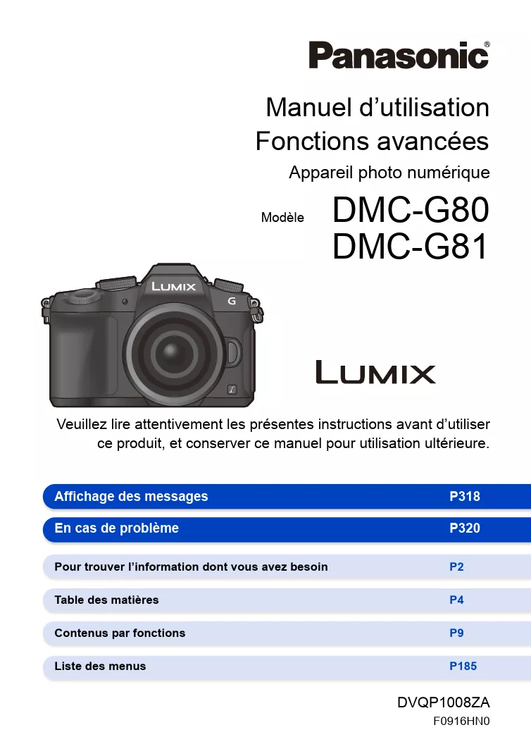 Mode d'emploi PANASONIC LUMIX G80