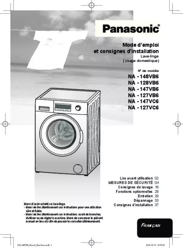 Mode d'emploi PANASONIC NA-127VB6WGN