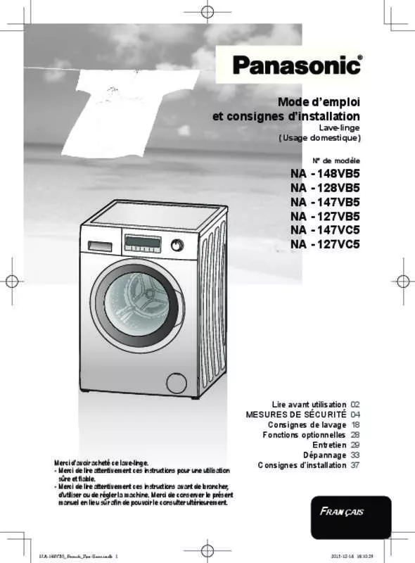 Mode d'emploi PANASONIC NA-147VC5WGN