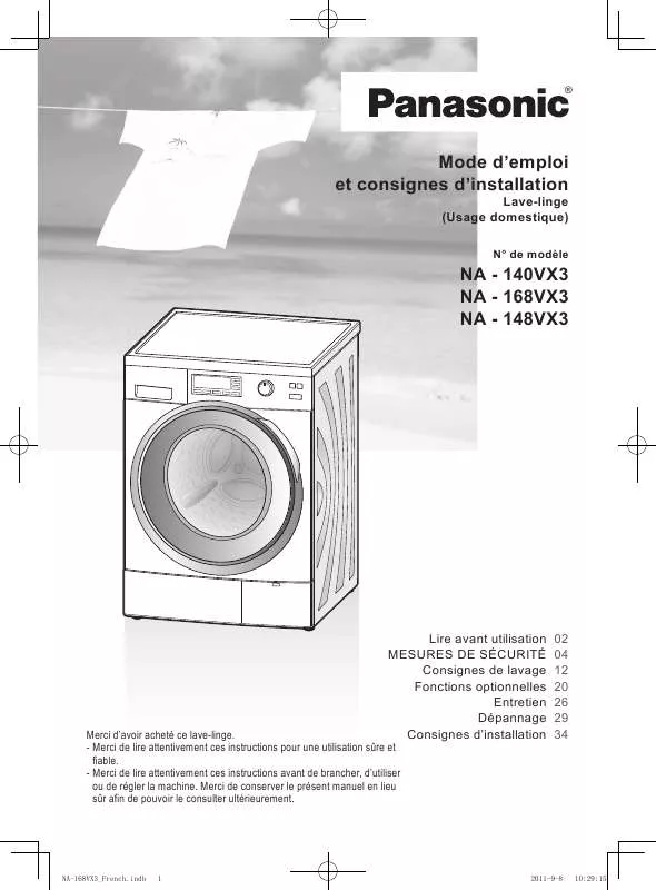 Mode d'emploi PANASONIC NA-148VX3