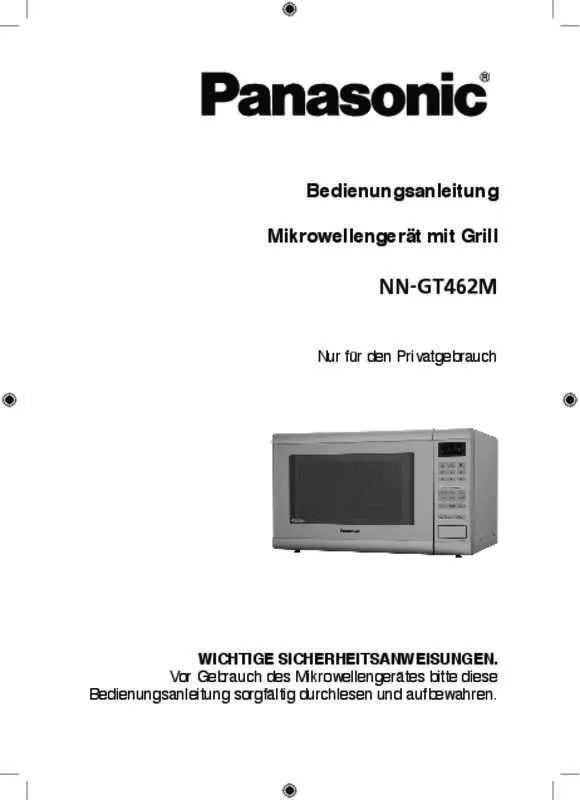 Mode d'emploi PANASONIC NN-GT462M