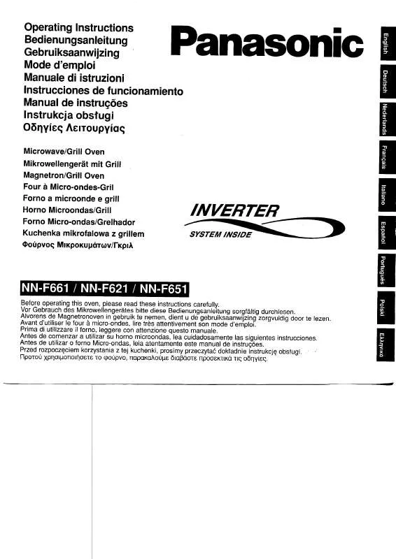 Mode d'emploi PANASONIC NN-F621MB