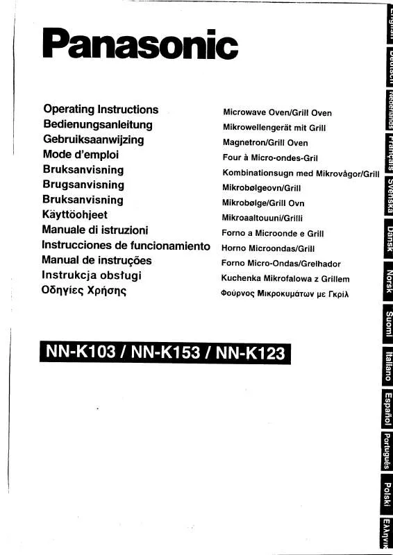 Mode d'emploi PANASONIC NN-K123MF