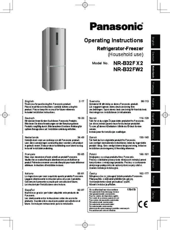 Mode d'emploi PANASONIC NR-B32FX2-XE & NR-B32FX2