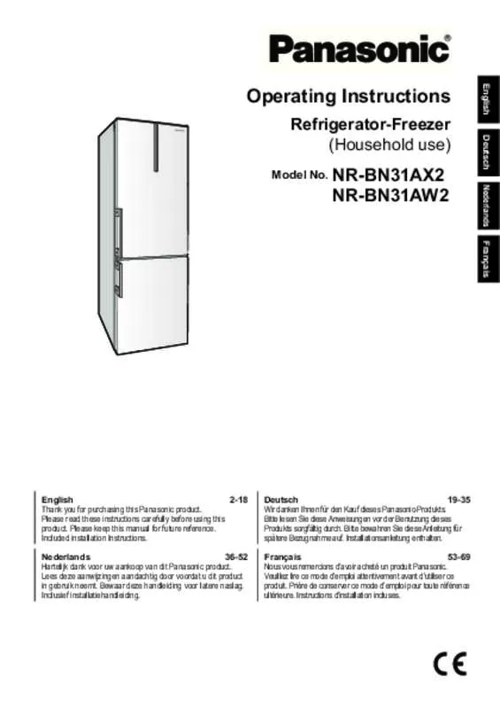 Mode d'emploi PANASONIC NR-BN31AW2-E & NRBN31AW2