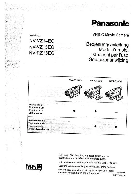 Mode d'emploi PANASONIC NV-RZ15EG