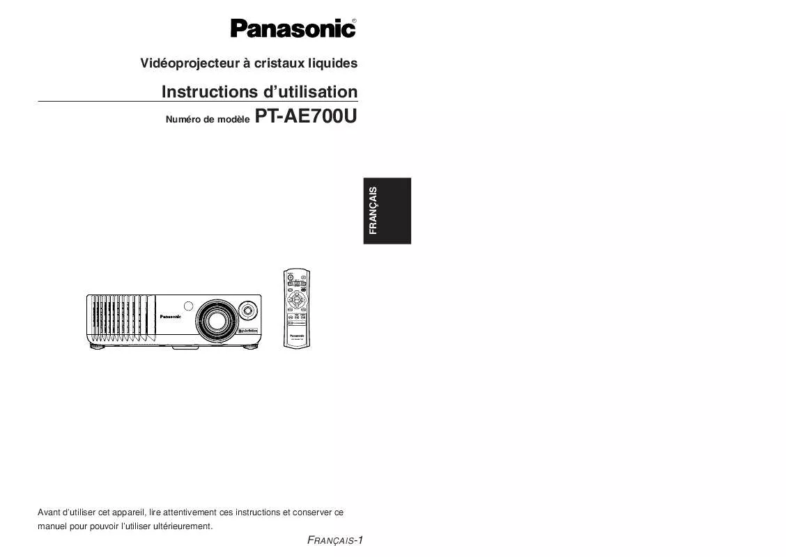 Mode d'emploi PANASONIC PT-AE700U