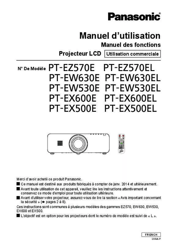 Mode d'emploi PANASONIC PTEX600