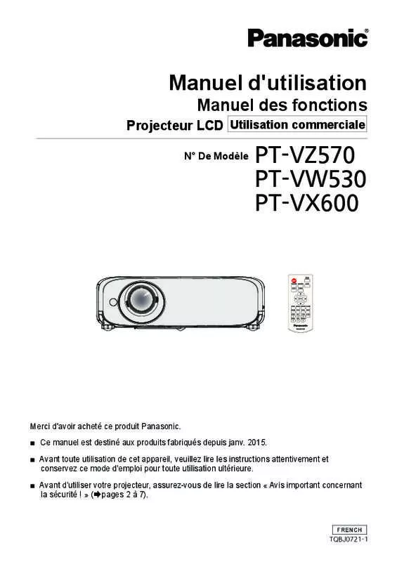 Mode d'emploi PANASONIC PT-VZ570